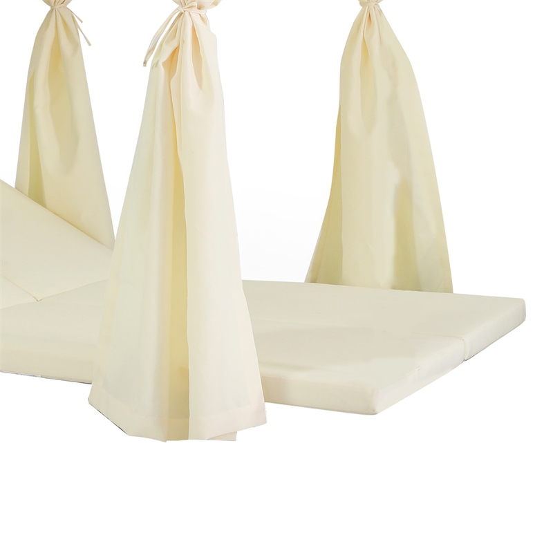 Benjara Yavi Outdoor Daybed Curtain and Cushion Set- Cream Waterproof Fabric