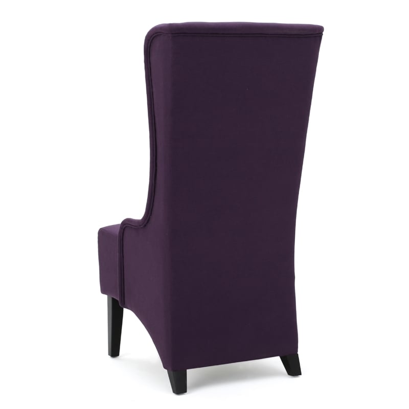 Benjara Pixie Dining Chair with High Wingback- Tapered Birch Wood- Plum Purple