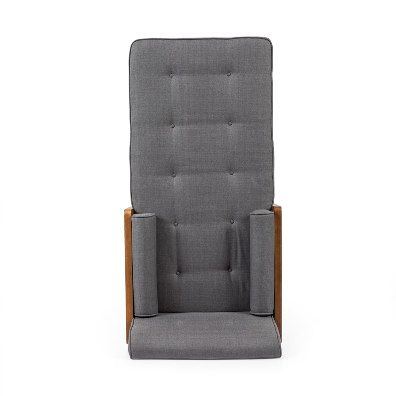 Benjara Javie Chaise Lounger- Splayed Rubberwood Legs- Button Tufted Gray