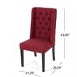 Benjara Greg Dining Chair Set of 2- High Wingback- Birch Wood- Red Fabric
