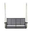 Benjara Mania Porch Swing Bench with Hanging Chain- Slatted Gray Acacia Wood