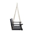 Benjara Mania Porch Swing Bench with Hanging Chain- Slatted Gray Acacia Wood