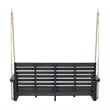 Benjara Mania Porch Swing Bench with Hanging Chain- Slatted Gray Acacia Wood