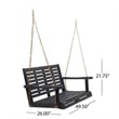 Benjara Mania Porch Swing Bench with Hanging Chain- Slatted Gray Acacia Wood