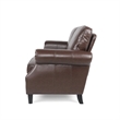 Benjara Zika Loveseat- Nailhead Trim Dark Brown Faux Leather- 59 Inch