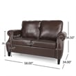 Benjara Zika Loveseat- Nailhead Trim Dark Brown Faux Leather- 59 Inch