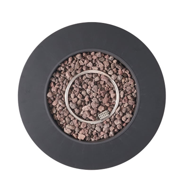 Benjara Outdoor Fire Pit- 40-000 BTUs Cutout Handles- Round Dark Gray Iron