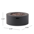 Benjara Outdoor Fire Pit- 40-000 BTUs Cutout Handles- Round Dark Gray Iron