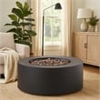 Benjara Outdoor Fire Pit- 40-000 BTUs Cutout Handles- Round Dark Gray Iron