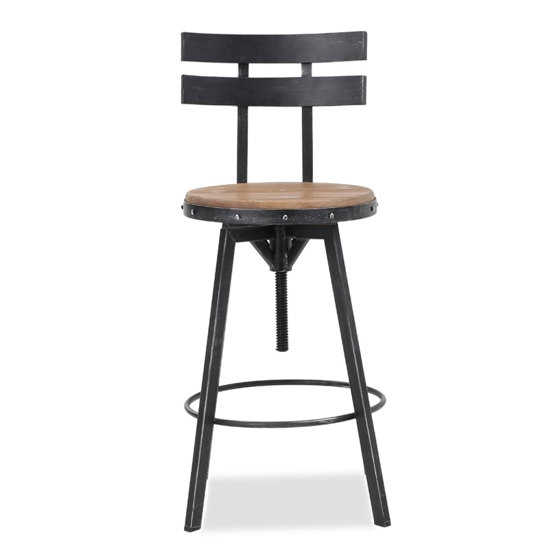 Benjara Swivel Barstool Chair- Adjustable 26-32
