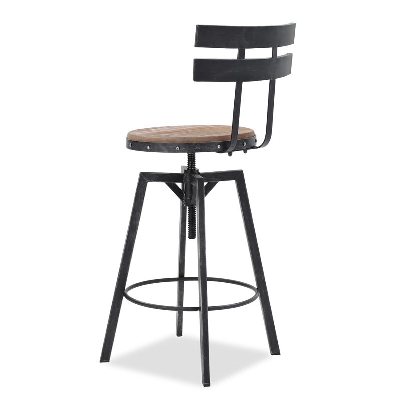 Benjara Swivel Barstool Chair- Adjustable 26-32