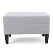 Benjara Ottoman- Light Gray Soft Cushioned Fabric- Black Wood Legs- 29 Inch
