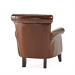 Benjara Ranlin Accent Club Chair- Tufted Chestnut Brown Leather- Wood 35 Inch