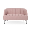 Benjara Buno Loveseat- Blush Pink Tufted Polyester- Metal Hairpin Legs 50 Inch