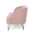 Benjara Buno Loveseat- Blush Pink Tufted Polyester- Metal Hairpin Legs 50 Inch