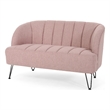 Benjara Buno Loveseat- Blush Pink Tufted Polyester- Metal Hairpin Legs 50 Inch