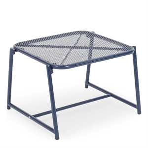 Benjara Kery Outdoor Side End Table- 20&quot Mesh Top- Navy Blue Sled Base