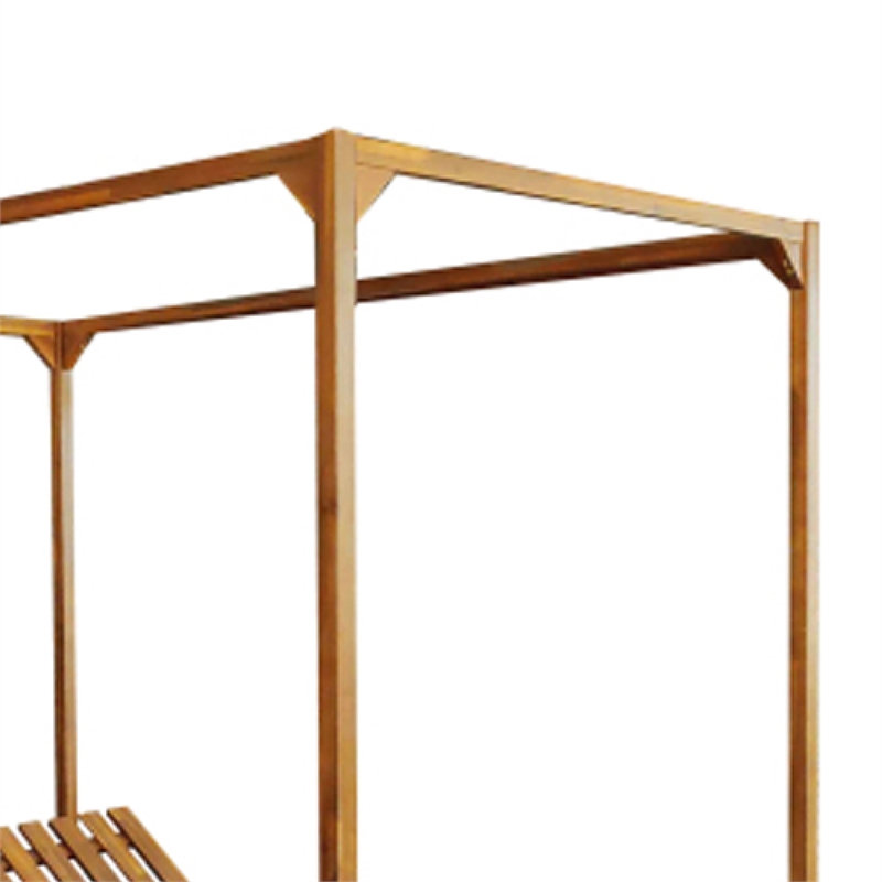 Benjara Yavi Outdoor Daybed Chaise- Adjustable Back- Brown Acacia Wood 79 Inch