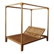 Benjara Yavi Outdoor Daybed Chaise- Adjustable Back- Brown Acacia Wood 79 Inch