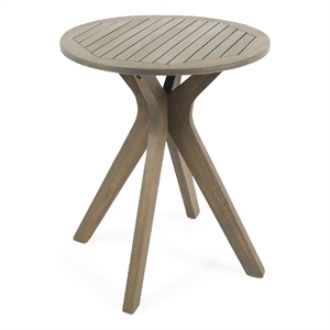 Benjara Ambre Outdoor Breakfast Dining Table- 28&quot Slatted Gray Acacia Wood