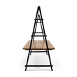 Benjara Jo Outdoor Pergola Table- Black Metal Frame- Slatted Teak Brown Wood