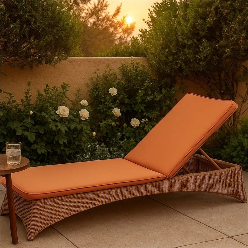 Benjara Pina Cushion for Outdoor Chaise Lounger- Waterproof Orange- 79 Inch
