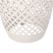 Benjara Rosie Outdoor Side Table- White Iron- Lace Cut Drum Structure- 12 Inch