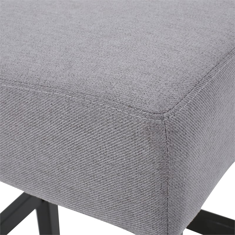 Benjara Seya Counter Stool Set of 2- Gray Waterproof Cushioned Seat- Black