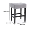 Benjara Seya Counter Stool Set of 2- Gray Waterproof Cushioned Seat- Black