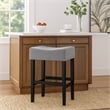 Benjara Seya Counter Stool Set of 2- Gray Waterproof Cushioned Seat- Black