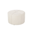 Benjara Ottoman- Button Tufted Beige Fabric- Plush Round Shape 28 Inch