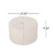 Benjara Ottoman- Button Tufted Beige Fabric- Plush Round Shape 28 Inch