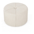 Benjara Ottoman- Button Tufted Beige Fabric- Plush Round Shape 28 Inch