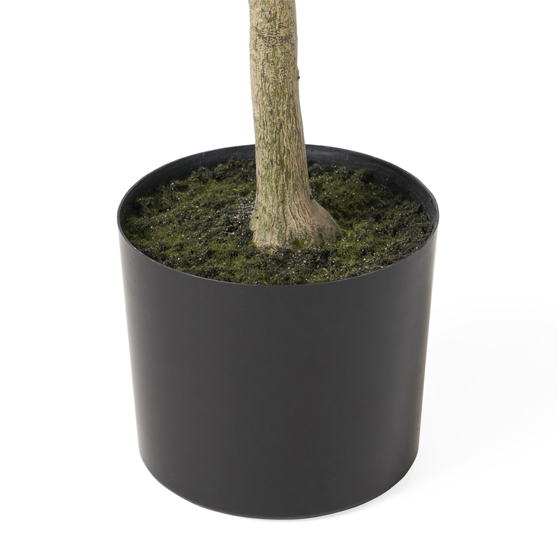 Benjara Vina Artificial Olive Tree- Realistic Green Silk Leaves- 47 Inch