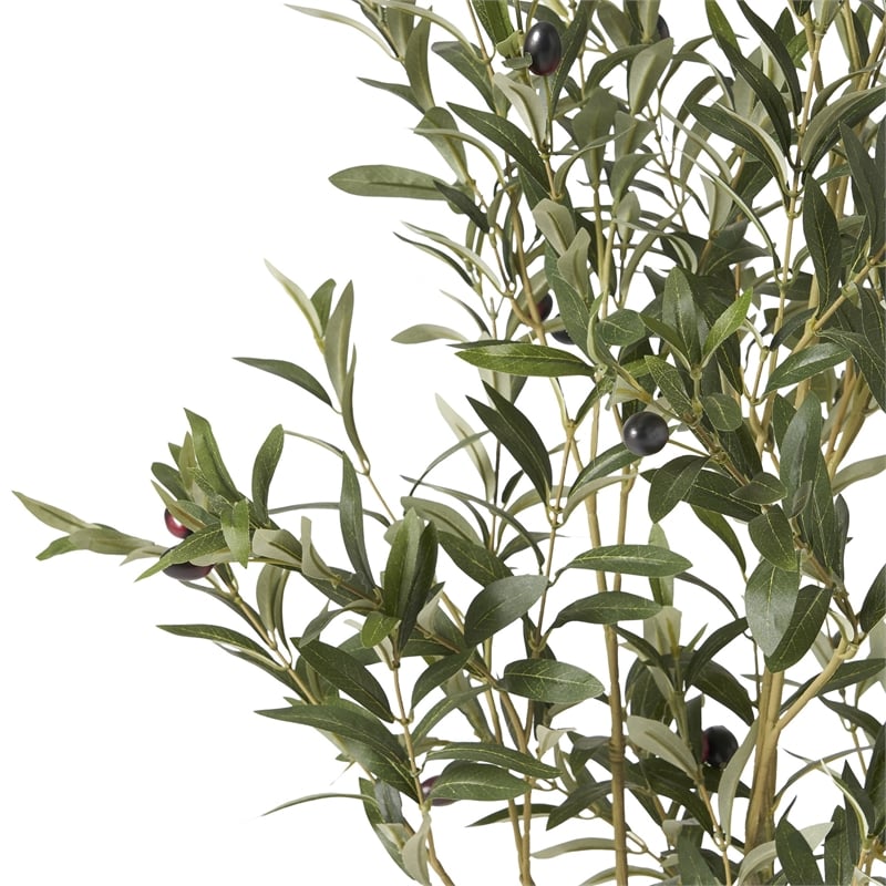 Benjara Vina Artificial Olive Tree- Realistic Green Silk Leaves- 47 Inch