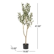 Benjara Vina Artificial Olive Tree- Realistic Green Silk Leaves- 47 Inch