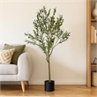 Benjara Vina Artificial Olive Tree- Realistic Green Silk Leaves- 47 Inch