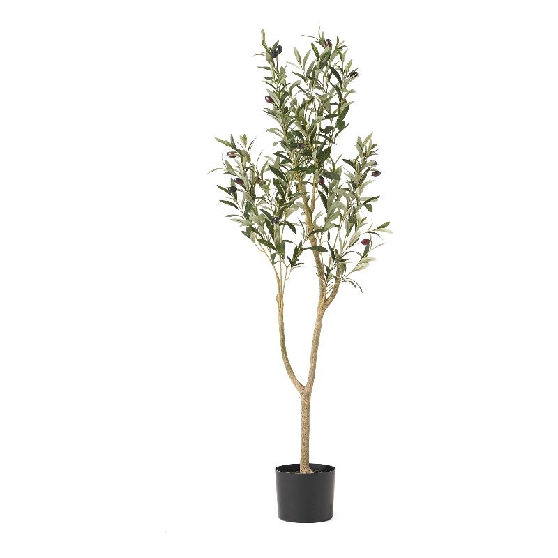 Benjara Vina Artificial Olive Tree- Realistic Green Silk Leaves- 47 Inch