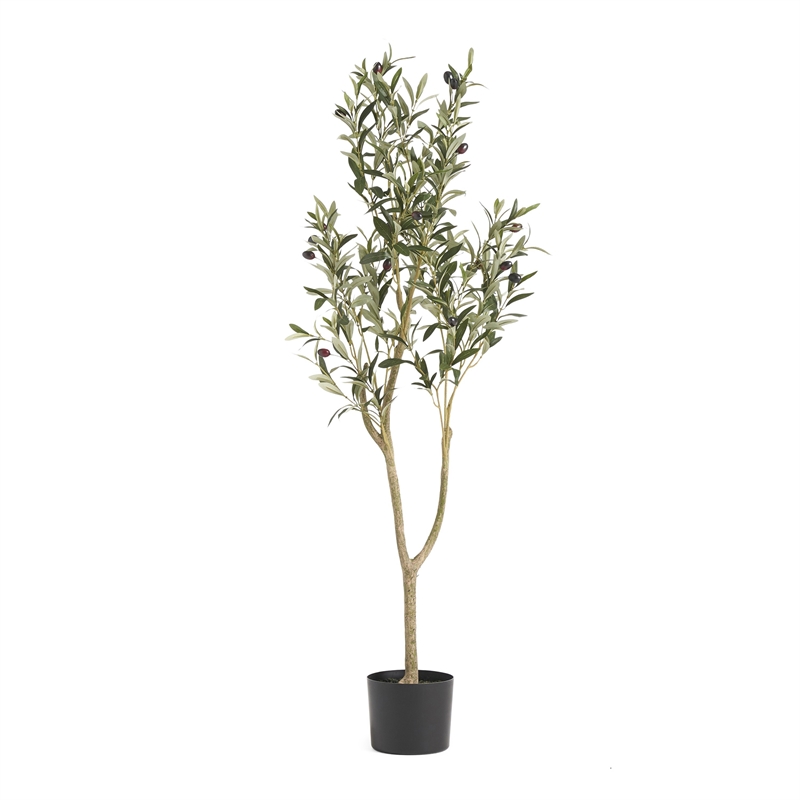 Benjara Vina Artificial Olive Tree- Realistic Green Silk Leaves- 47 Inch