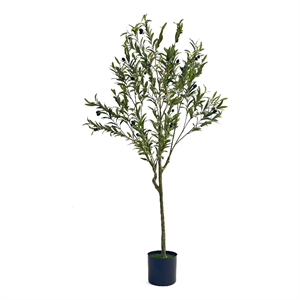 Benjara Vina Artificial Olive Tree- Realistic Green Silk Leaves- 59 Inch