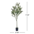 Benjara Vina Artificial Olive Tree- Realistic Green Silk Leaves- 71 Inch