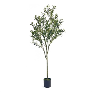 Benjara Vina Artificial Olive Tree- Realistic Green Silk Leaves- 71 Inch