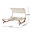 Benjara Akki Modern Sunbed with Removable Canopy- Teak Wood and Beige Fabric