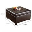 Benjara Oreo Storage Ottoman- Tufted Dark Brown Faux Leather- 31