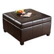 Benjara Oreo Storage Ottoman- Tufted Dark Brown Faux Leather- 31