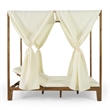 Benjara Yavi Outdoor Daybed- Brown Wood- Cream Waterproof Fabric- 79 Inch