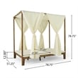 Benjara Yavi Outdoor Daybed- Brown Wood- Cream Waterproof Fabric- 79 Inch
