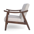 Benjara Accent Armchair- Soft Button Tufted Beige Fabric- Dark Brown Wood