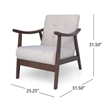 Benjara Accent Armchair- Soft Button Tufted Beige Fabric- Dark Brown Wood