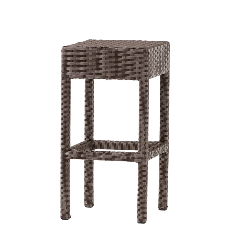 Benjara Outdoor Barstool Set of 2- Industrial Style Dark Brown Rattan Woven